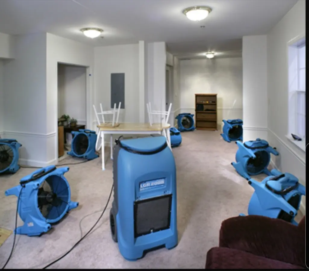 Air movers and dehumidifier setup for Water Extraction & Removal in Damascus